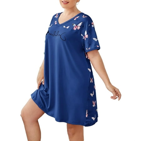 Casual V neck Sleepshirts Short Sleeve Blue Plus Size Nightgowns & Sleepshirts (Women s)
Casual V neck Sleepshirts Short Sleeve Blue Plus Size Nightgowns & Sleepshirts (Women s)