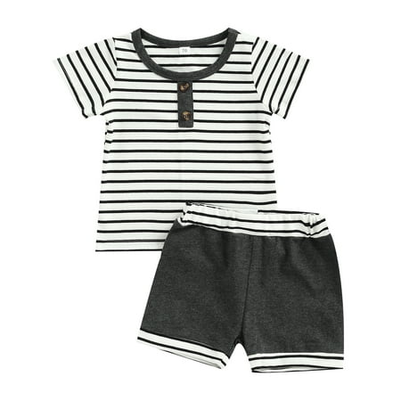 Calsunbaby Kids Baby Boys Striped Print Short Sleeves Button Tops T shirt High Waist Shorts Set Summer Clothes Gray 0-3 Months
Calsunbaby Kids Baby Boys Striped Print Short Sleeves Button Tops T shirt High Waist Shorts Set Summer Clothes Gray 0-3 Months