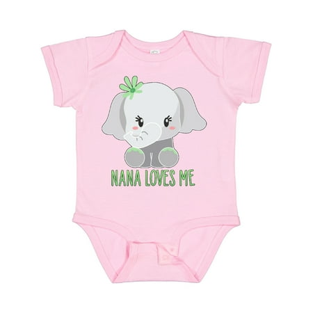 Inktastic Nana Loves Me- Cute Elephant Gift Baby Boy or Baby Girl Bodysuit