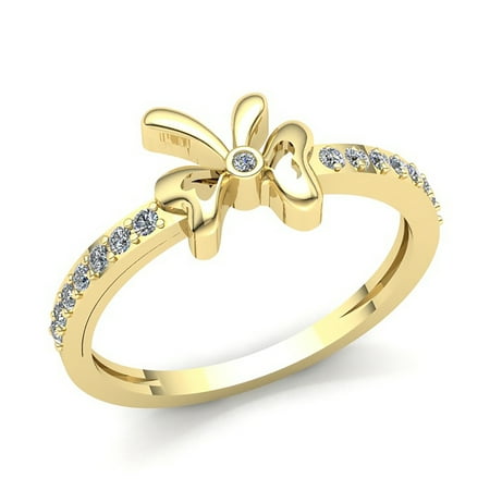 Genuine 0.25ctw Round Cut Diamond Ladies Bridal Bow Anniversary Wedding Band Solid 18K Rose, White or Yellow Gold F VS1