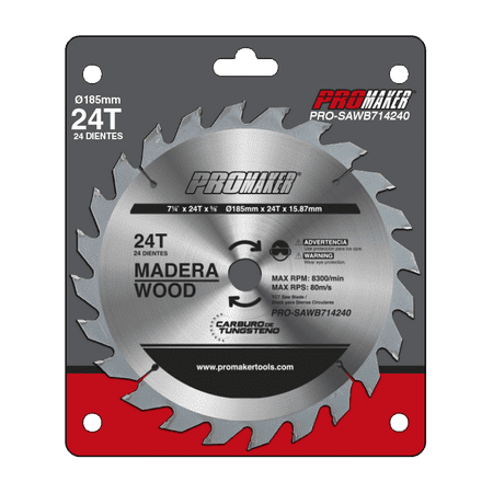 PROMAKER Circular Saw Blades 7 1/4 x24T x 5/8 TCT Cut Wood PRO-SAWB714240