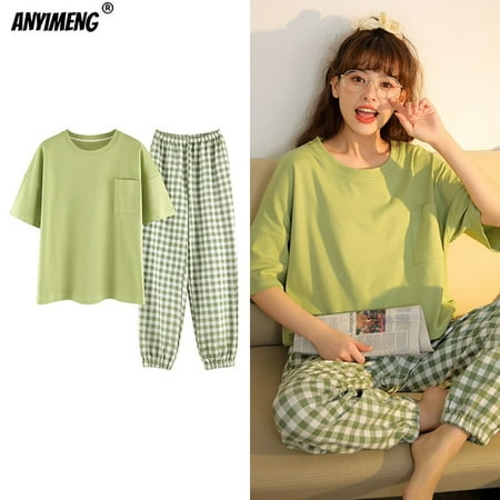 New Sleepwear Cartoon Cotton Pajamas for Women Long Pants Short Sleeved Summer Spring Loungewear Fashion Home Clothing Homewear
New Sleepwear Cartoon Cotton Pajamas for Women Long Pants Short Sleeved Summer Spring Loungewear Fashion Home Clothing Homewear