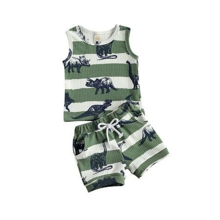 2Pcs Newborn Baby Boy Dinosaur Summer Clothes Ribbed Tank T-Shirt Shorts Set Outfits
2Pcs Newborn Baby Boy Dinosaur Summer Clothes Ribbed Tank T-Shirt Shorts Set Outfits