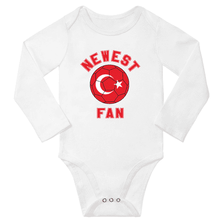 Newest Turkey Soccer Football Fan Baby Long Sleeve Romper (White 24 Months)