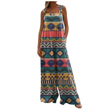 Dyegold Jumpsuits for Women Casual One Piece Jumpsuits for Women Boho Wild Leg Overalls Ethnic Style Print Square Neck Sleeveless Rompers Playsuit
Dyegold Jumpsuits for Women Casual One Piece Jumpsuits for Women Boho Wild Leg Overalls Ethnic Style Print Square Neck Sleeveless Rompers Playsuit
