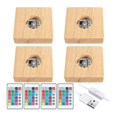 4 Pcs Wooden LED Night Light Base Lighted Display Lamp Base Stand with Remote Control for 3D Crystal Glass Art
4 Pcs Wooden LED Night Light Base Lighted Display Lamp Base Stand with Remote Control for 3D Crystal Glass Art