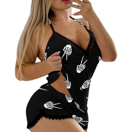 HGWXX7 Women s Sleepwear Womens Printing Camisole Shorts 2 Piece Set Sleepwear Lace Backless Trim Lingerie Hot Pants Suit M
HGWXX7 Women s Sleepwear Womens Printing Camisole Shorts 2 Piece Set Sleepwear Lace Backless Trim Lingerie Hot Pants Suit M