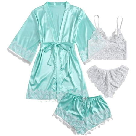 ZWUYIYHJ Women s Satin Pajama Set 4pcs Floral Lace Trim Cami Lingerie Sleepwear with Robe
ZWUYIYHJ Women s Satin Pajama Set 4pcs Floral Lace Trim Cami Lingerie Sleepwear with Robe