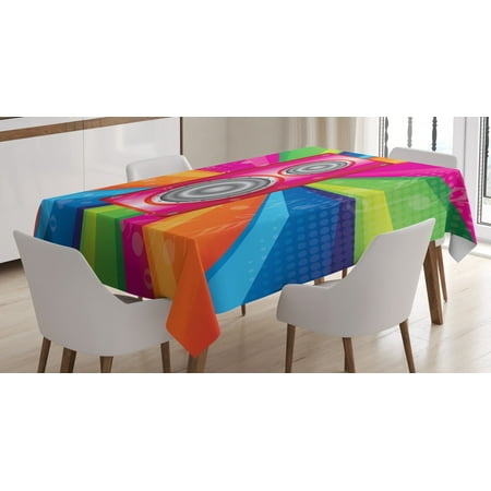 Vintage Rainbow Tablecloth Discotheque Pop Party of the 60s 70s Theme Musical Notes and Pink Stereo Rectangular Table Cover for Dining Room Kitchen 52 X 70 Inches Multicolor by Ambesonne
Vintage Rainbow Tablecloth Discotheque Pop Party of the 60s 70s Theme Musical Notes and Pink Stereo Rectangular Table Cover for Dining Room Kitchen 52 X 70 Inches Multicolor by Ambesonne