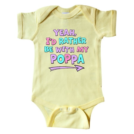 Inktastic Yeah I d Rather be with My Poppa in Pink Blue and Purple Gift Baby Boy or Baby Girl Bodysuit