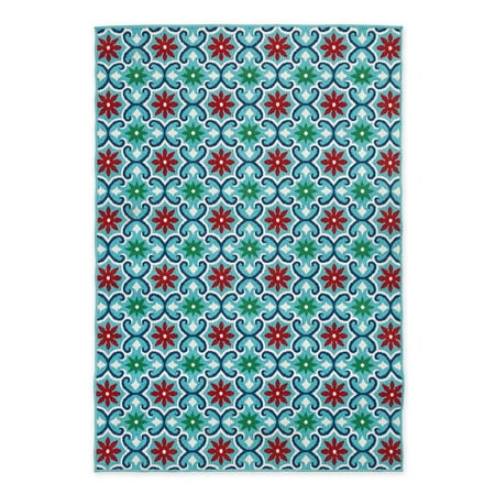 Colorful Indoor / Outdoor Polypropylene Lexington Floral Area Rug, 5'3"x 7'6"