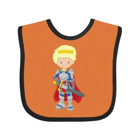 Inktastic Prince King Knight Sword Crown Blond Hair Gift Baby Boy Bib
