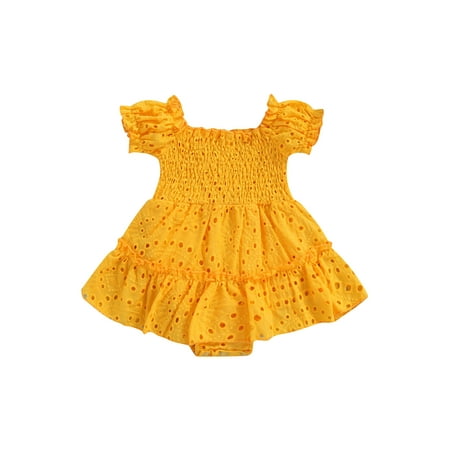 Suanret Infant Baby Girls Romper Puff Short Sleeve Square Neck Hollow Out Romper Dress Summer Clothes Yellow 18-24 Months
Suanret Infant Baby Girls Romper Puff Short Sleeve Square Neck Hollow Out Romper Dress Summer Clothes Yellow 18-24 Months
