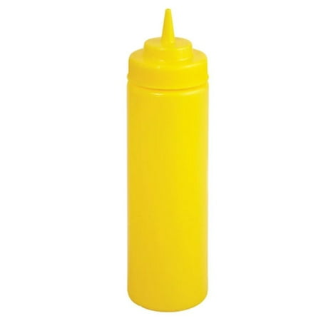 Winco PSW-16Y Yellow Wide Mouth Plastic Squeeze Bottle 16 oz. - 6 pcs