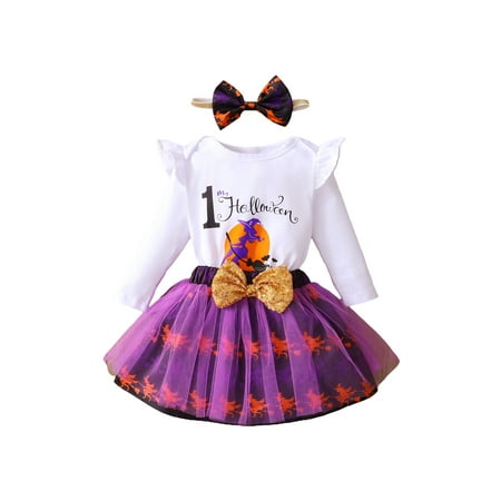 Kuriozud Baby My First Halloween Long Sleeve Letter Print Romper Tulle Skirt Headband Set
Kuriozud Baby My First Halloween Long Sleeve Letter Print Romper Tulle Skirt Headband Set