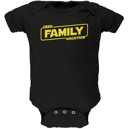 Geek Family Vacation Soft Baby One Piece Black 0-3 M