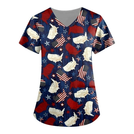 Black Scrubs Tops For Women Plus Size 4Th Of July Flag Independence Day Plus Size Patriotic V-Neck Shirts With Pockets
Black Scrubs Tops For Women Plus Size 4Th Of July Flag Independence Day Plus Size Patriotic V-Neck Shirts With Pockets