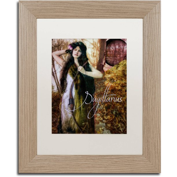 Trademark Fine Art "Art Nouveau Zodiac Sagittarius" Canvas Art by Color Bakery White Matte, Birch Frame