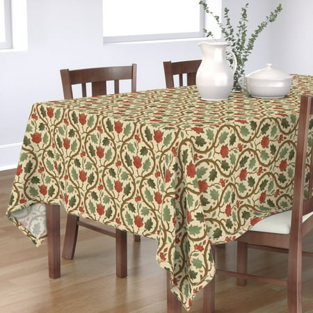 Tablecloth Islamic Floral Vine Rose Red Green Brown Edwardian Arts Cotton Sateen