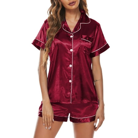 Gecorid Buttoned 2-piece Silk Pajama Set For Women - Buttoned Silk Pjs Pj Set Short Sleeve Button-Down Tops And Shorts Soft Breathable Fabric
Gecorid Buttoned 2-piece Silk Pajama Set For Women - Buttoned Silk Pjs Pj Set Short Sleeve Button-Down Tops And Shorts Soft Breathable Fabric