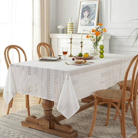 Goory Hollow Cotton Linen Tablecloths for Rectanglar Tables Decorative White Striped Printed Embroidered Table Cover for Kitchen Dinning Tabletop Tea Party 51x102in
Goory Hollow Cotton Linen Tablecloths for Rectanglar Tables Decorative White Striped Printed Embroidered Table Cover for Kitchen Dinning Tabletop Tea Party 51x102in