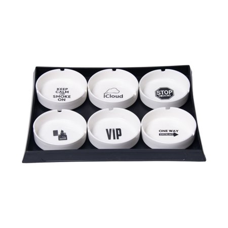 6pc Box - Ceramic Ashtray - 3.9" / Assorted Designs