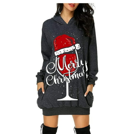 jsaierl Womens Christmas Hooded Sweatshirt Long Sleeve Pullover Hoodie Dress Knee Length Midi Tunic Dresses with Pockets
jsaierl Womens Christmas Hooded Sweatshirt Long Sleeve Pullover Hoodie Dress Knee Length Midi Tunic Dresses with Pockets