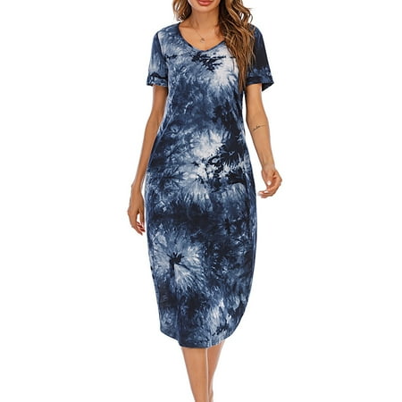 WBQ Women Long Nightgown V Neck Short Sleeve Nightdress Loose Sleepwear Cotton Polyester Blend Loungewear House Dress with Pockets
WBQ Women Long Nightgown V Neck Short Sleeve Nightdress Loose Sleepwear Cotton Polyester Blend Loungewear House Dress with Pockets