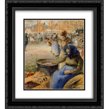 Camille Pissarro 2x Matted 20x24 Black Ornate Framed Art Print 'La Marchande de Marrons, Fiore de la St. Martin, Pontoise'