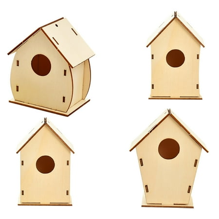 4Pcs Christmas Wooden Toys DIY House Model Plaything Adornments for Children