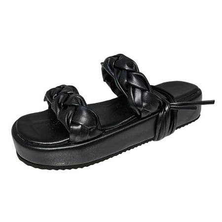 Lace Up Sandals For Women Fashion Solid Color Leather Woven Leather Ankle Strap Thick Sole Shoes Black 38
Lace Up Sandals For Women Fashion Solid Color Leather Woven Leather Ankle Strap Thick Sole Shoes Black 38