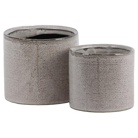 Ceramic Cylinder Pot with Stipple Design Body Gloss & Cream - Set of 2