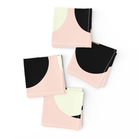 Cocktail Napkins Blush Black White Moon Phases Modern Nursery Baby Mod Set of 4