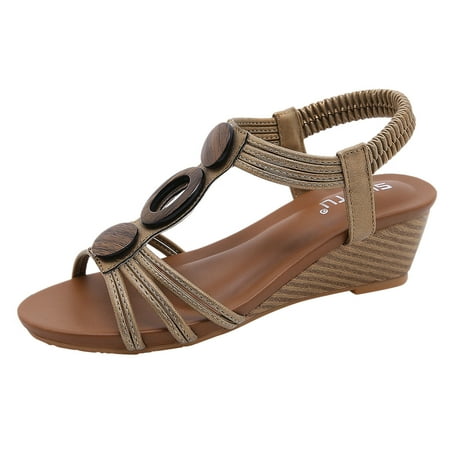 Slope heel Sandals for Women Sandals for Women Ladies Sandals Peep Toe T Strap Bohemia Sandals Flats Beach Shoes Bronze
Slope heel Sandals for Women Sandals for Women Ladies Sandals Peep Toe T Strap Bohemia Sandals Flats Beach Shoes Bronze
