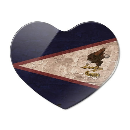 Rustic Distressed American Samoa Flag Heart Acrylic Fridge Refrigerator Magnet