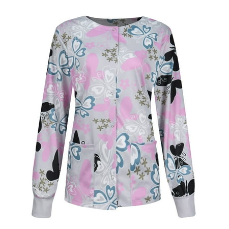 BallsFHK Women Casual Fashion Long-sleeved Stand-up Collar Single-breasted Printed Women s Protective Overalls Jacket Top Scrub Tops Women
BallsFHK Women Casual Fashion Long-sleeved Stand-up Collar Single-breasted Printed Women s Protective Overalls Jacket Top Scrub Tops Women