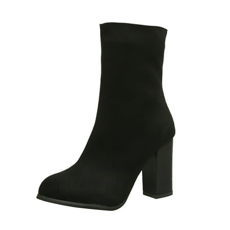 Ankle Boots for Women Women S Fashion Characteristic Shoes Platform Mid-Length Boots Boots Zipper Ankle Boots Ankle Boots Flock 39
