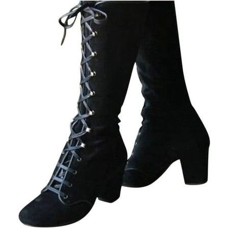 Casual Lace up Chunky High Heels Booties Winter Warm Vintage Gothic Boots Shoes Faux Suede Mid-Calf Height Boot for Women
Casual Lace up Chunky High Heels Booties Winter Warm Vintage Gothic Boots Shoes Faux Suede Mid-Calf Height Boot for Women