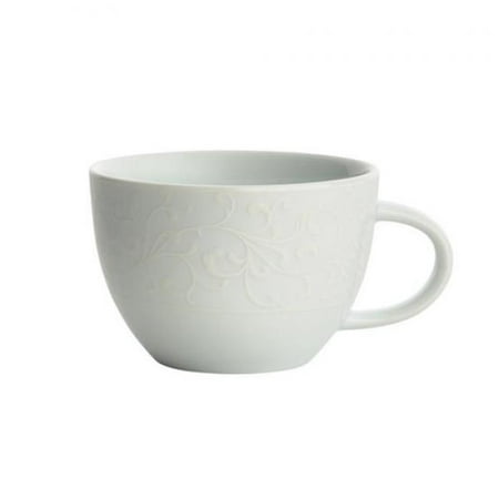 Oneida L5803050511 4.5 in. Embossed Paisley Design Tea Cup White
