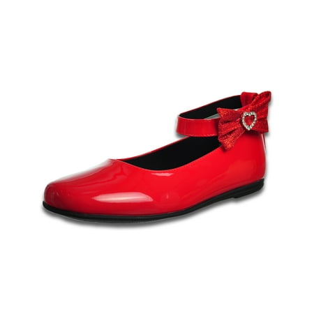 Rachel Shoes Girls Bowstrap Patent Leather Shoes - red 8 toddler
