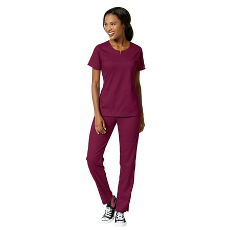 WonderWink Scrubs Set PRO Women s Notch Neck Top & Knit Waist Pant