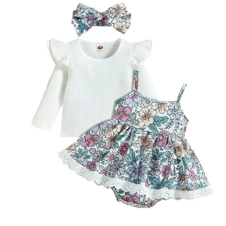 Youmylove Infant Girls Long Sleeve Ribbed Tops Floral Printed Suspenders Romper Bodysuits Headbands Outfits Casual Fashion Clothing Set
Youmylove Infant Girls Long Sleeve Ribbed Tops Floral Printed Suspenders Romper Bodysuits Headbands Outfits Casual Fashion Clothing Set