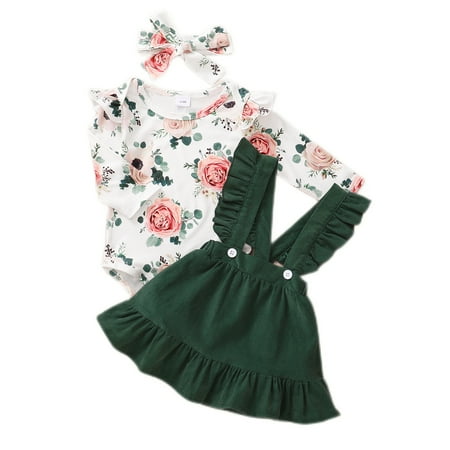 NZRVAWS Newborn Baby Girls Outfit Long Sleeve Floral Print Ruffle Sleeve Romper Top +Straps Suspender Skirts+Headband 3PCS Clothes Set 6-9 Months Green
NZRVAWS Newborn Baby Girls Outfit Long Sleeve Floral Print Ruffle Sleeve Romper Top +Straps Suspender Skirts+Headband 3PCS Clothes Set 6-9 Months Green