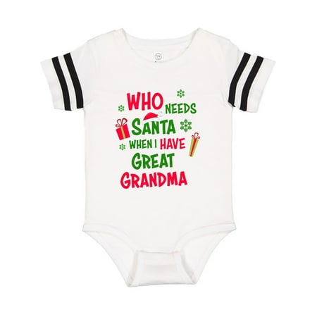 Inktastic Who Needs Santa When I Have Great Grandma Gift Baby Boy or Baby Girl Bodysuit
Inktastic Who Needs Santa When I Have Great Grandma Gift Baby Boy or Baby Girl Bodysuit