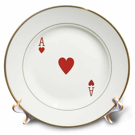 

3dRose Ace of Hearts playing card - Red Heart suit - Gifts for cards game players of poker bridge games Porcelain Plate 8-inch