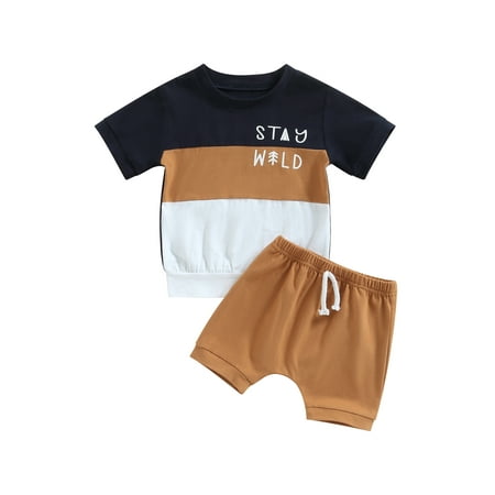 Sunisery 2Pcs Kids Toddler Boys Clothes Short Sleeve Round Neck Letters Print Tops Drawstring Shorts Outfits Black Brown 12-18 Months
Sunisery 2Pcs Kids Toddler Boys Clothes Short Sleeve Round Neck Letters Print Tops Drawstring Shorts Outfits Black Brown 12-18 Months