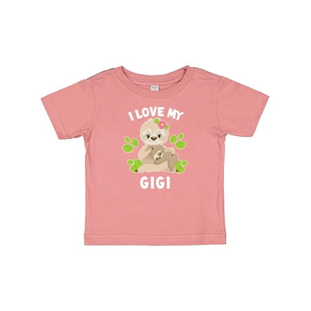 Inktastic Cute Sloth I Love My Gigi and Green Leaves Gift Baby Boy or Baby Girl T-Shirt