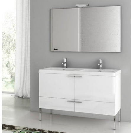 ACF by Nameeks ACF ANS07-GW New Space 47-in. Double Bathroom Vanity Set - Glossy White