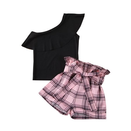 wybzd Toddler Baby Girls Summer Clothes One Shoulder Ruffles T-Shirts Tops Plaid Print Shorts Outfit Sets Black 3-4 Years
wybzd Toddler Baby Girls Summer Clothes One Shoulder Ruffles T-Shirts Tops Plaid Print Shorts Outfit Sets Black 3-4 Years