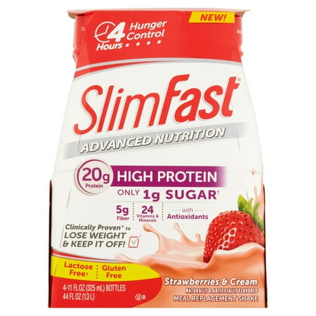 SlimFast Advnced Nutrition Strawberries & Cream Meal Replacement Shake 4 x 11fl oz (44fl oz) SlimFast Advnced Nutrition Strawberries & Cream Meal Replacement Shake 4 x 11fl oz (44fl oz)